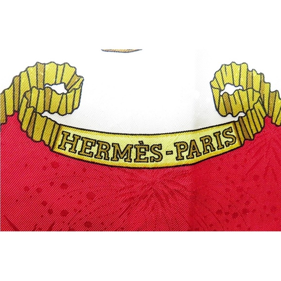 Hermes Red and Gold Scarf - Picture 10 of 14